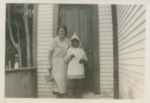 Image of Kate Hettasch, teacher, and Eskimo [Inuk] student at MacMillan's Moravian Mission Schoo